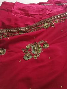 Red Embroidered Saree