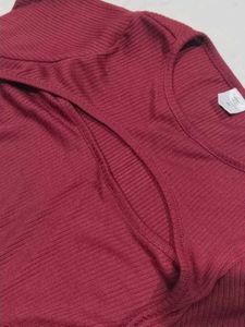 Burgundy Ribbed T-Shirt