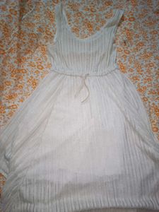 White Striped Sleeveless Dress