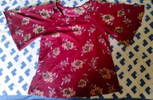Unique neck pattern top tunics floral patter