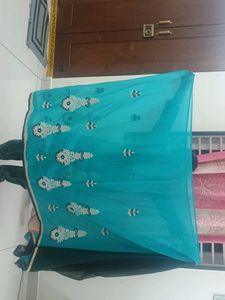 Elegant Teal and Gold Trim Saree
