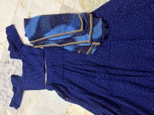 Blue Net Lehenga