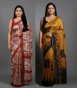 🛍️(Free Delivery) 2 Used Synthetic Sarees ⭐⭐⭐⭐