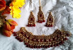 Elegant Red &amp; Gold Jewelry Set
