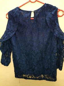 Elegant Navy Lace Top