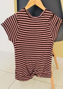 Striped Twist-Front Top