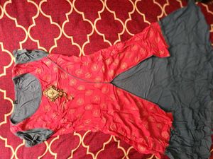 Pink &amp; Grey A-Line Flared Top
