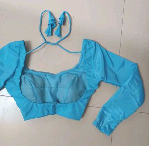 Satin Back Hook Padded Deep Neck Blouse