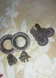 Silver Tone Combo Earring Set