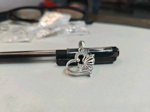 Real Silver Heart & Butterfly Pendant