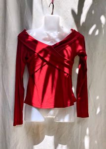 22510. Red Off-Shoulder Top