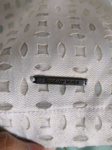White Patterned Short Sleeve Top