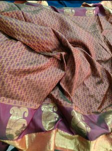 Maroon Korvai Kanchipuram Silk Saree