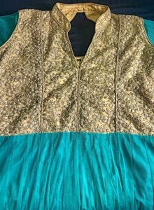 Sea Green Embroidery Ethnic Gown