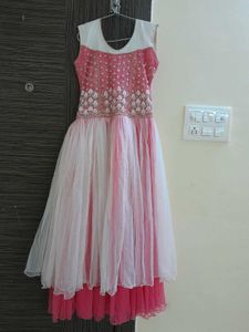 Heavy Net Gown (Pink &amp; White)