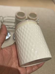 Set Of 3  Ceramic Storage Bottles With Stand