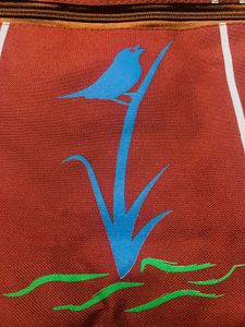 Red Tote Bag with Bird Design