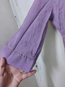 Lavender Color Kurta Set With Embroidery