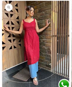 Chikankari Maroon Kurti