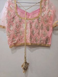 Peach Sequence Lehenga Set