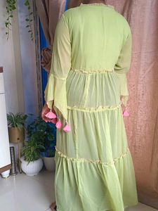 Green Embroidered Tiered Maxi Dress