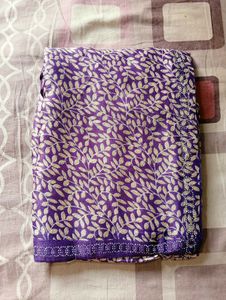 Purple Leaf Print Fabric