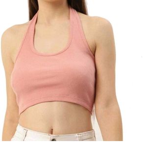 Peach Halter Fitted Top