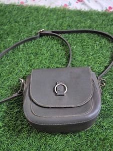 Vintage Grey Leather Shoulder Bag