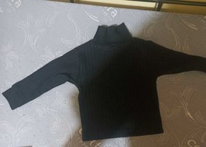 Black Unisex Kids Polo Tshirt