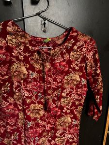 Maroon floral Kurti