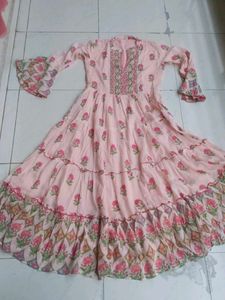 Peach Floral Anarkali Kurti