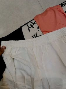 Peach Kurti and White Palazzo Pants