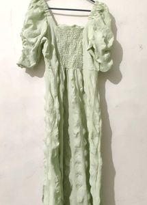 Mint Green Puff Sleeve Dress