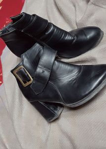 Black Buckle Ankle Boots-SIZE 3