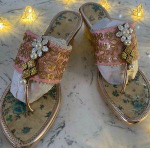 Embroidered Wedge Heel Sandals