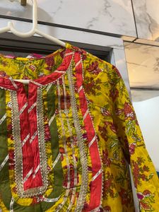 Yellow Floral Print Kurti