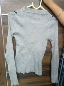 Dark Grey Slim Fit Stylish Winter Top