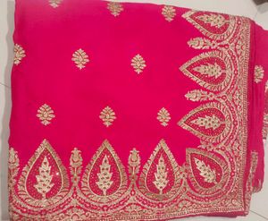 Elegant Pink Embroidered Saree