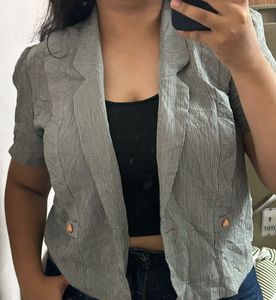 Gray Cropped Blazer