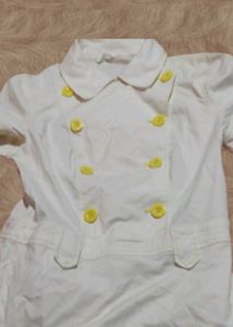 Jack &amp; Jill Vintage White Dress w/ Yellow Buttons