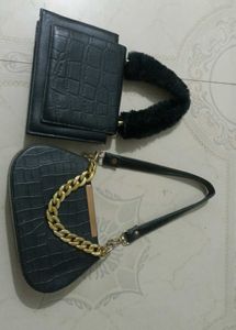 Black Fashion Handbags  Set of 2  free phone charm