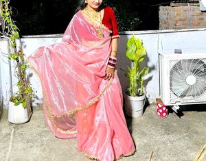 Elegant peach Saree with Velvet Blouse