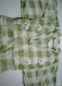 Green &amp; White Plaid Set