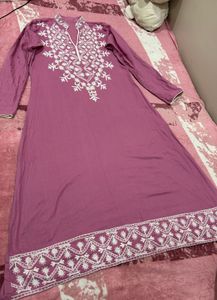 Pure Lakhnavi Embroidered A Line Kurti