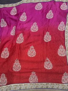 Elegant Pink & Red Saree