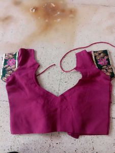 Embroidered Sleeve Magenta Blouse