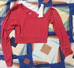 Cute Red Long Sleeve Crop Top