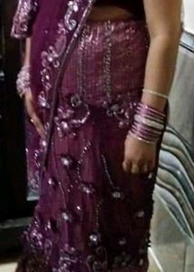 lengha saree with attached palla beautiful work