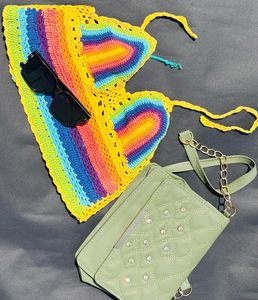 Rainbow Crochet Halter Top