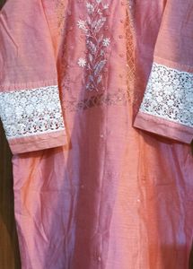 Peach Embroidered Kurti